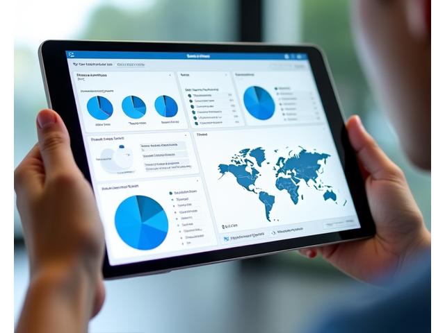 Capture d'écran du tableau de bord du logiciel de gestion de La Mie Lumière affichée sur une tablette, montrant des graphes de ventes et d'état des stocks.